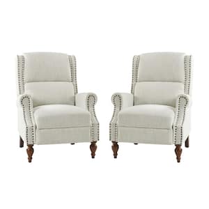 Sharon IVORY Traditional Roll Arm Manual Recliner with Wingback for Living Room Set of 2