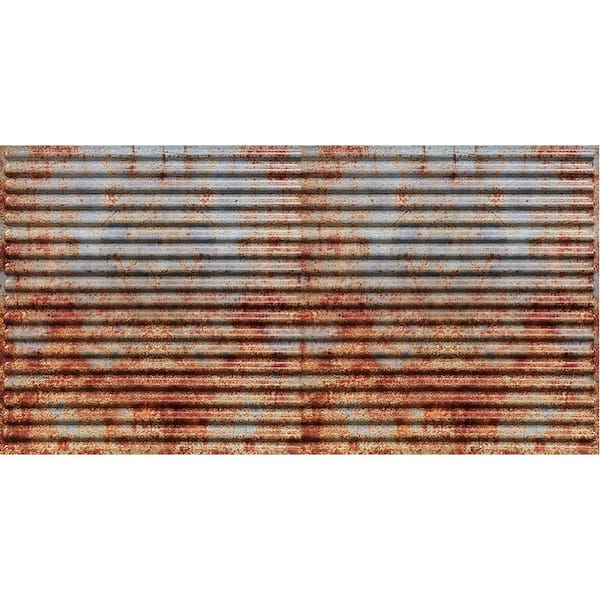 Ridged Metal Old Tin Roof 2 ft. x 4 ft. PVC Lay in Faux Tin Ceiling Tile (200 sq. ft./ case)