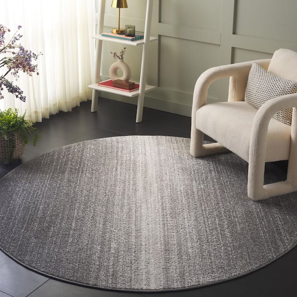 Adirondack 6 ft. x 6 ft. Dark Gray/Light Gray Gradient Transitional Round Area Rug