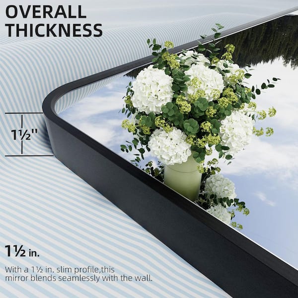 Odin 24 in. W x 36 in. H Tempered Glass Matte Black Rectangular Framed Wall Bathroom Vanity Mirror