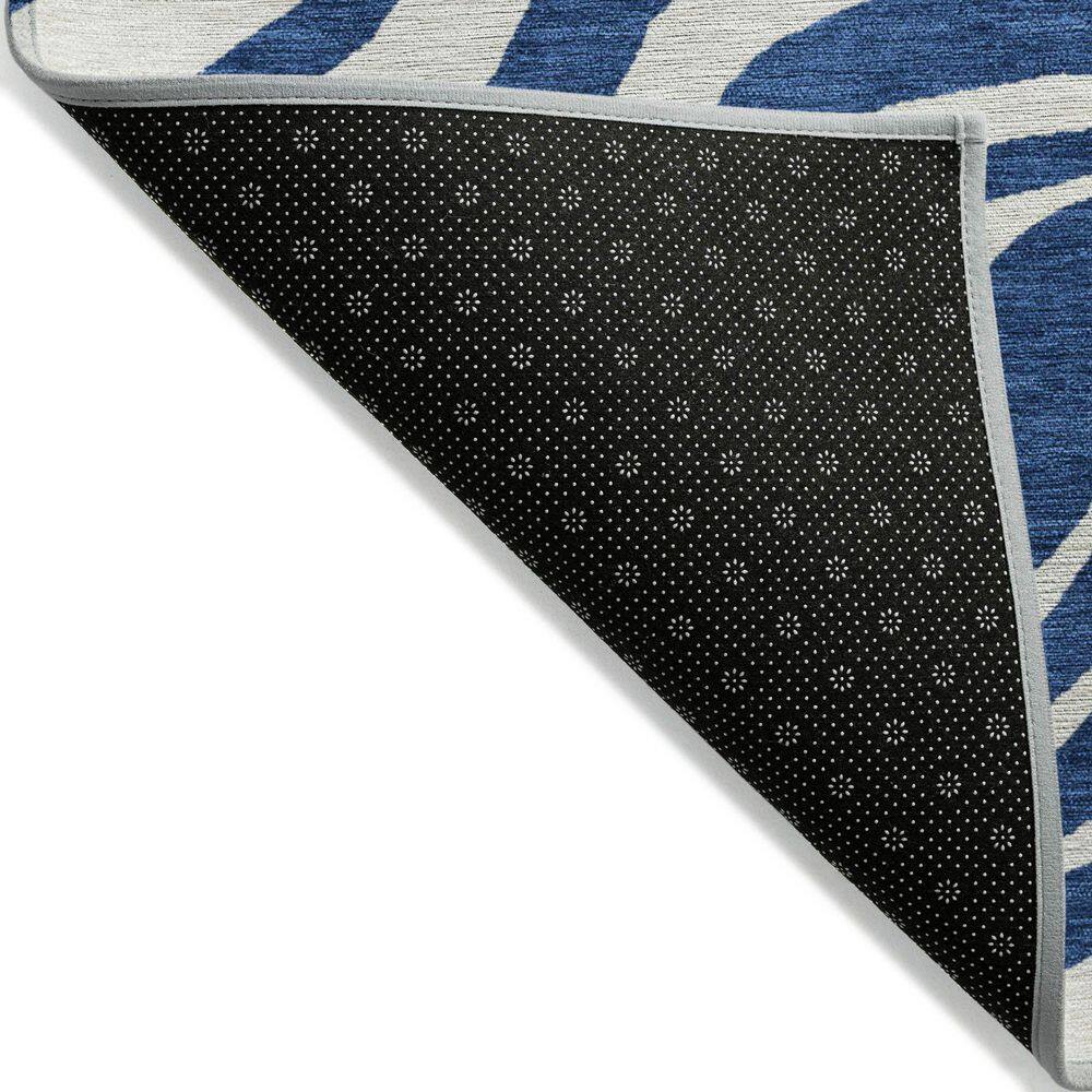 Navy and White Zebra Pattern Washable Synthetic Area Rug