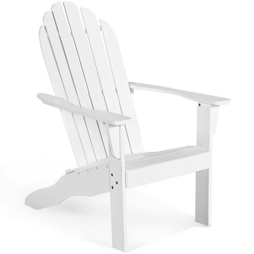 Clihome 1Piece Wooden Outdoor Lounge Chair in White with Ergonomic