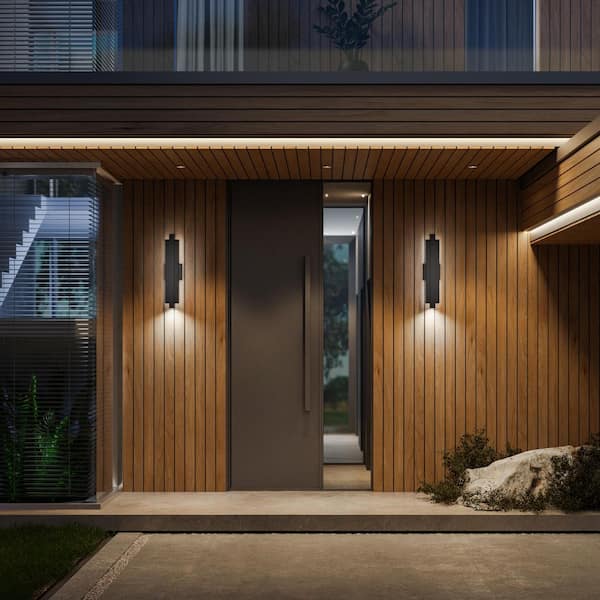 Arrow 22 in. Black Indoor/Outdoor Hardwired Wall Sconce Integrated LED with Selectable 4CCT 2700K-3000K-3500K-4000K