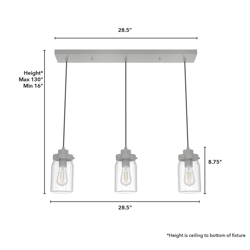 Devon Park Brushed Nickel 3-Light Farmhouse Jar Pendant