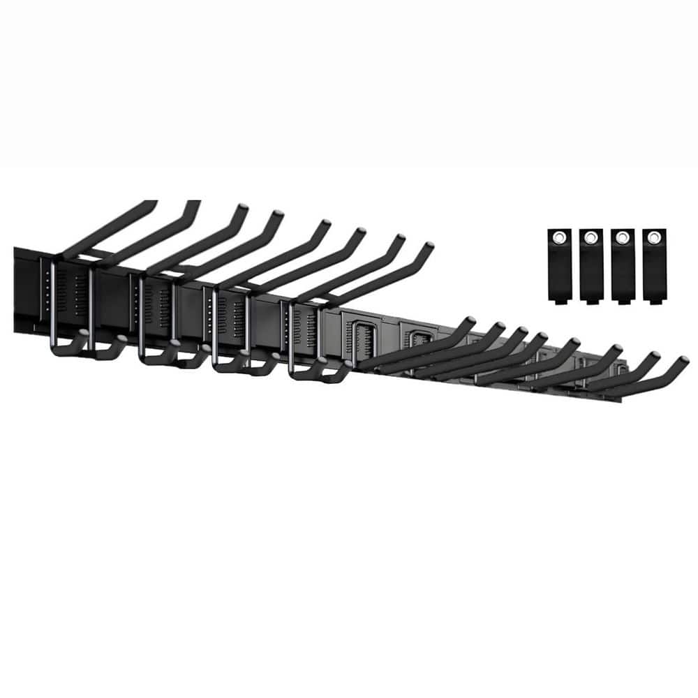64 in. Black Steel Adjustable Heavy Duty Garage Wall Rack with 18 pcs Hooks and Storage Compartments price history on PriceWatchPro