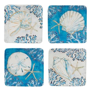 Playa Shells 6 in. Multicolored Canape Plates (Set of 4)