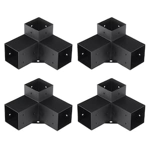 4 x 4 in. Pergola Bracket Kit 4-Pieces Heavy Duty 3-Way Corner Bracket DIY Post Base Kit for Gazebos, Patio Pergolas