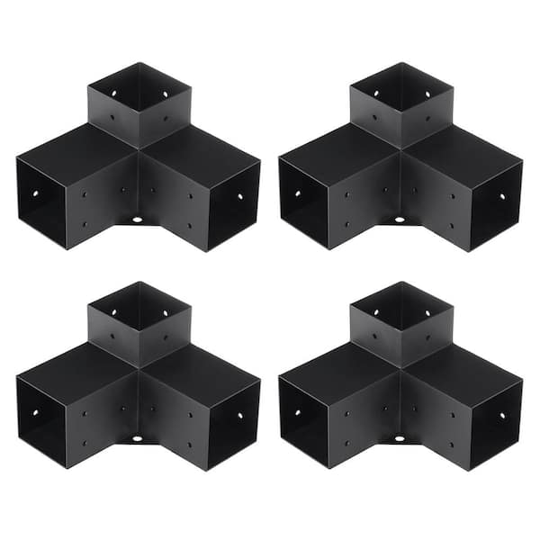 4 x 4 in. Pergola Bracket Kit 4-Pieces Heavy Duty 3-Way Corner Bracket DIY Post Base Kit for Gazebos, Patio Pergolas