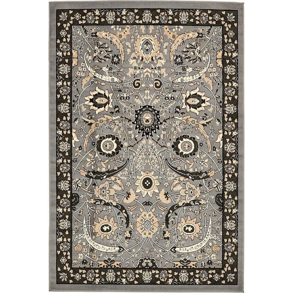Unique Loom Espahan Cape Cod Light Gray 6' 0 x 9' 0 Area Rug