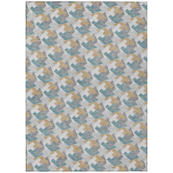 Chantille Machine Washable Indoor/Outdoor Abstract ACN2851 Silver 10 ft. x 14 ft. Area Rug