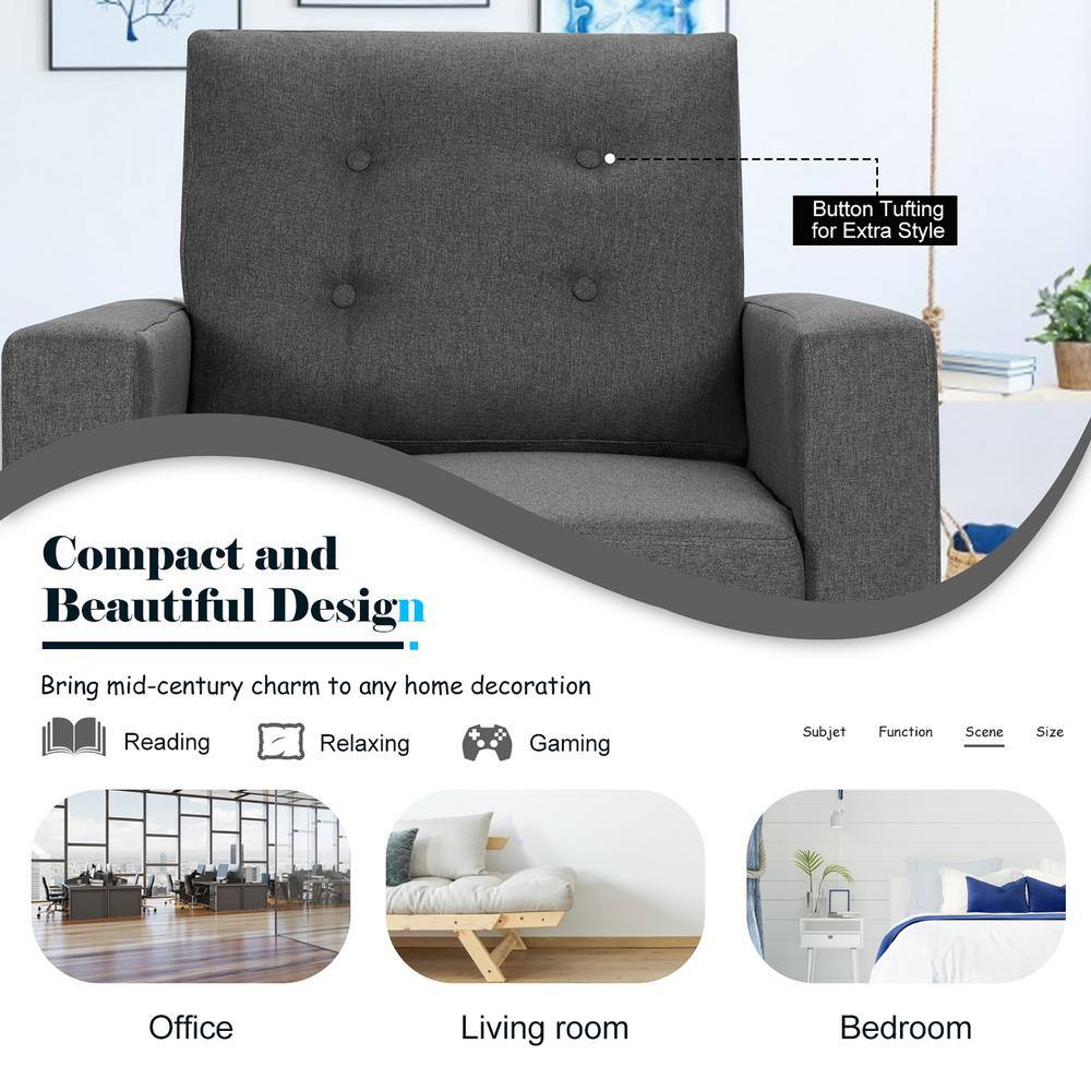 ErgoComfort Gray Fabric Accent Armchair with Side Pockets