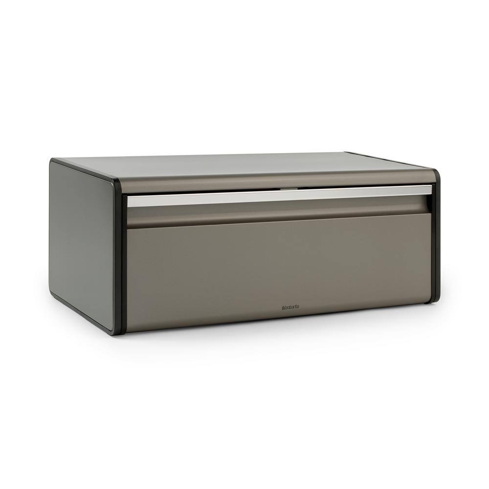 Taupe Stainless Steel Rectangular Fall Front Bread Box