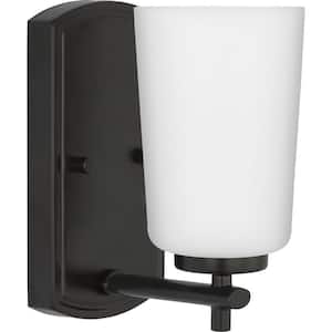 Adley Collection 4.5 in. 1-Light Matte Black Etched Opal Glass New Traditional Bath Vanity Light