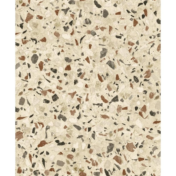 SURFACE STYLE Floored Terrazzo Nutmeg Vinyl Peel and Stick Wallpaper Roll (Covers 30.75 sq. ft.)
