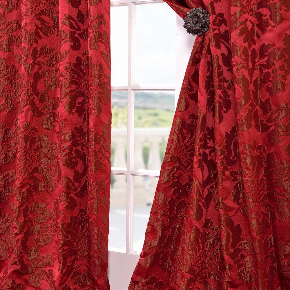 Astoria Red and Bronze Faux Silk Room Darkening Curtain Panel