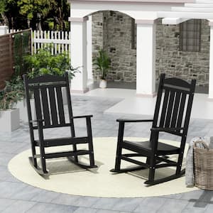 Kenly Black Classic Plastic Outdoor Rocking Chair (Set of 2)