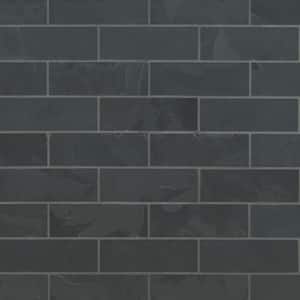 Montauk Black 4 in. x 12 in. Gauged Slate Floor and Wall Tile 5 sq. ft. / case