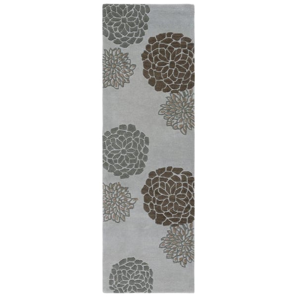 SAFAVIEH Soho Light Grey 3 ft. x 10 ft. Floral Runner Rug