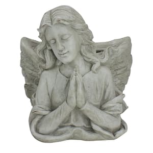 11 in. Gray Praying Angel Bust Outdoor Garden Statue Planter