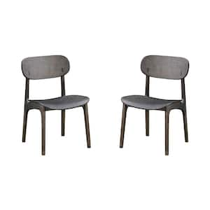 Gray Dining Chair with Curved Seat and Splayed Legs Set of 2