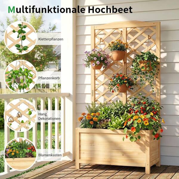 BOZTIY 30 in. L x 16 in. W x 59 in. H Freestanding Raised Garden