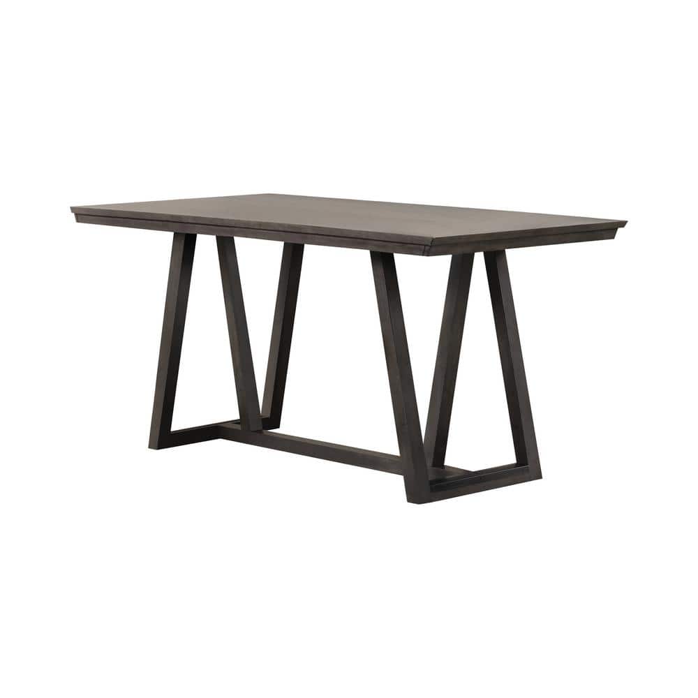 Gray Wood Counter Height Dining Set with Upholstered Chairs