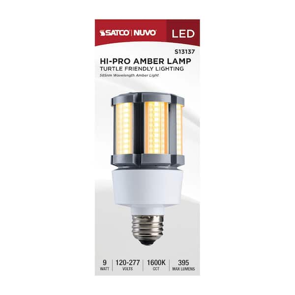 SATCO 9 Watt 1600K 585Nm Amber Corncob Turtle-Friendly Dark Gray