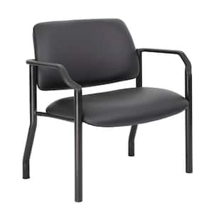 BOSS Antimicrobial Vinyl Upholstered 500 lbs. Capacity Guest Chair in Black with Fixed Arms