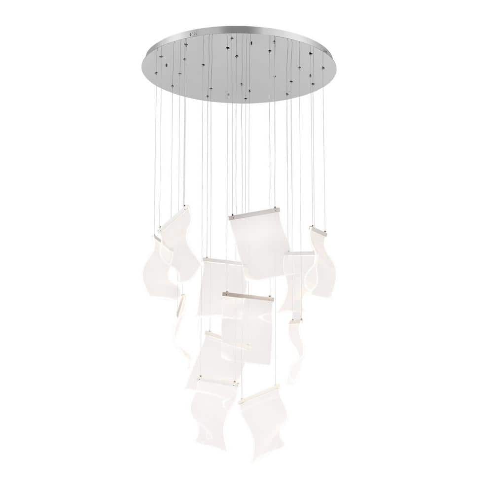 GeoLux 12-Light Integrated LED Silver Aluminum and Acrylic Stairway Pendant
