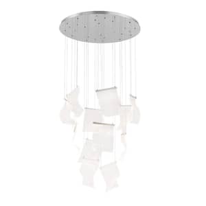 GeoLux 12-Light Integrated LED Silver Aluminum and Acrylic Stairway Pendant Chandelier