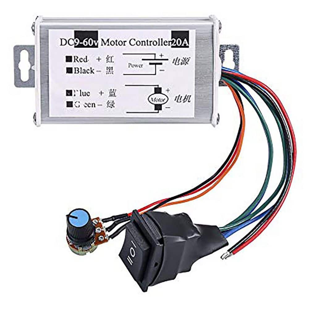 9-60-Volt DC Motor Speed Controller PWM Driver Module 20 Amp 1200-Watt with Switch Knob Efficient Dimming (1-Pack) price history on PriceWatchPro