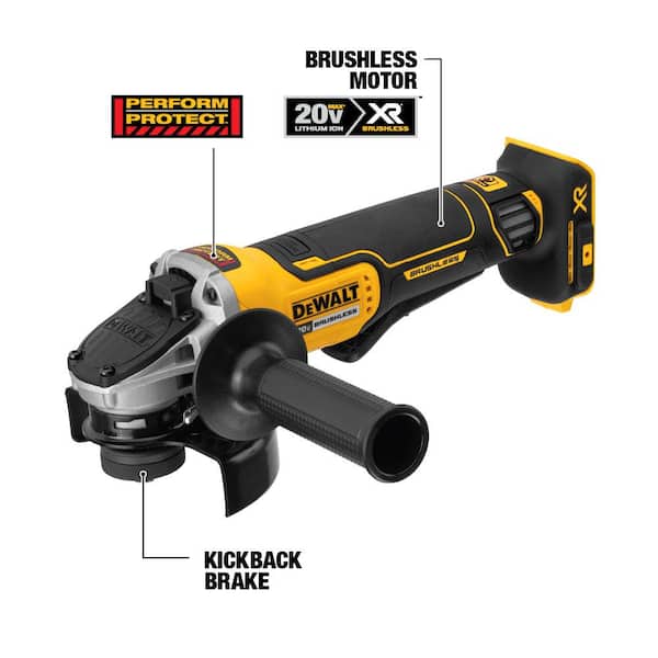 Creek forskel Fabrikant DEWALT FLEXVOLT 60V MAX Lithium-Ion Cordless Brushless 4.5 in. Angle  Grinder and 4.5 in. Paddle Switch Small Angle Grinder DCG414TXW413B - The  Home Depot