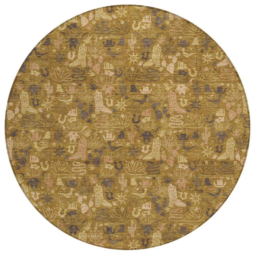 Chantille Machine Washable Indoor/Outdoor Abstract ACN2613 Walnut 8 ft. x 8 ft. Round Rug price history on PriceWatchPro