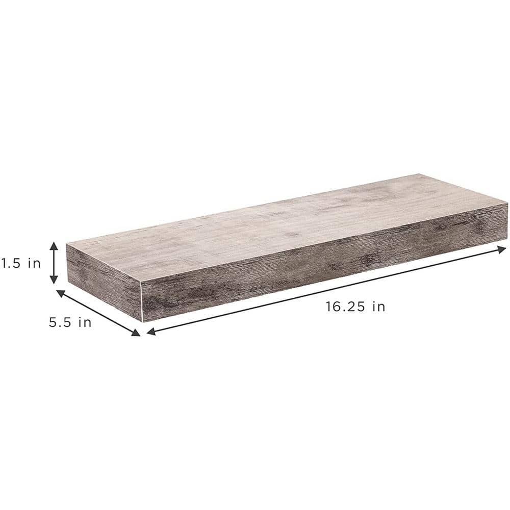 Gray Rectangular Floating Mantel Wall Shelf, 17.5"