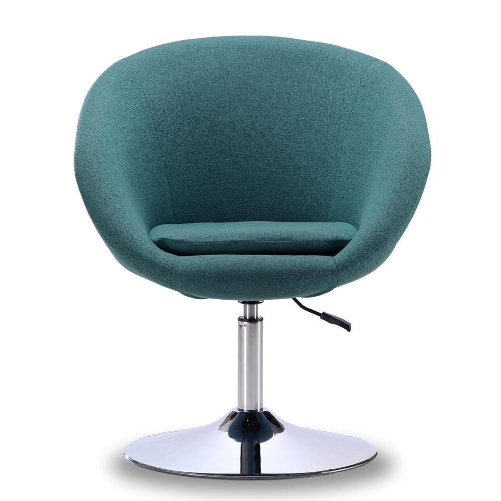 Sky Blue Faux Leather Swivel Accent Chair with Metal Base