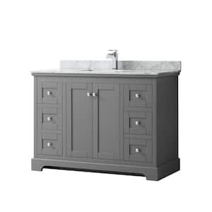 Avery 48 in. W x 22 in. D Bathroom Vanity in Dark Gray with Marble Vanity Top in White Carrara with White Basin