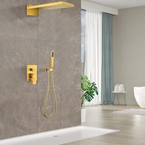2-Handle 3-Spray Shower Faucet 2.0 GPM with Pressure Balance in Brushed Gold