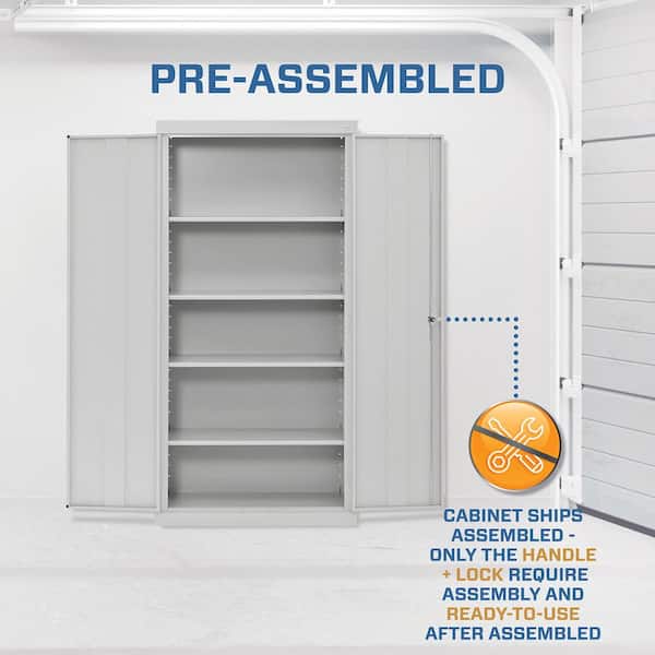 Classic Series 36 in. W x 72 in. H x 18 in. D 24-Gauge 5-Shelf Steel Freestanding Garage Storage Cabinet in Dove Gray