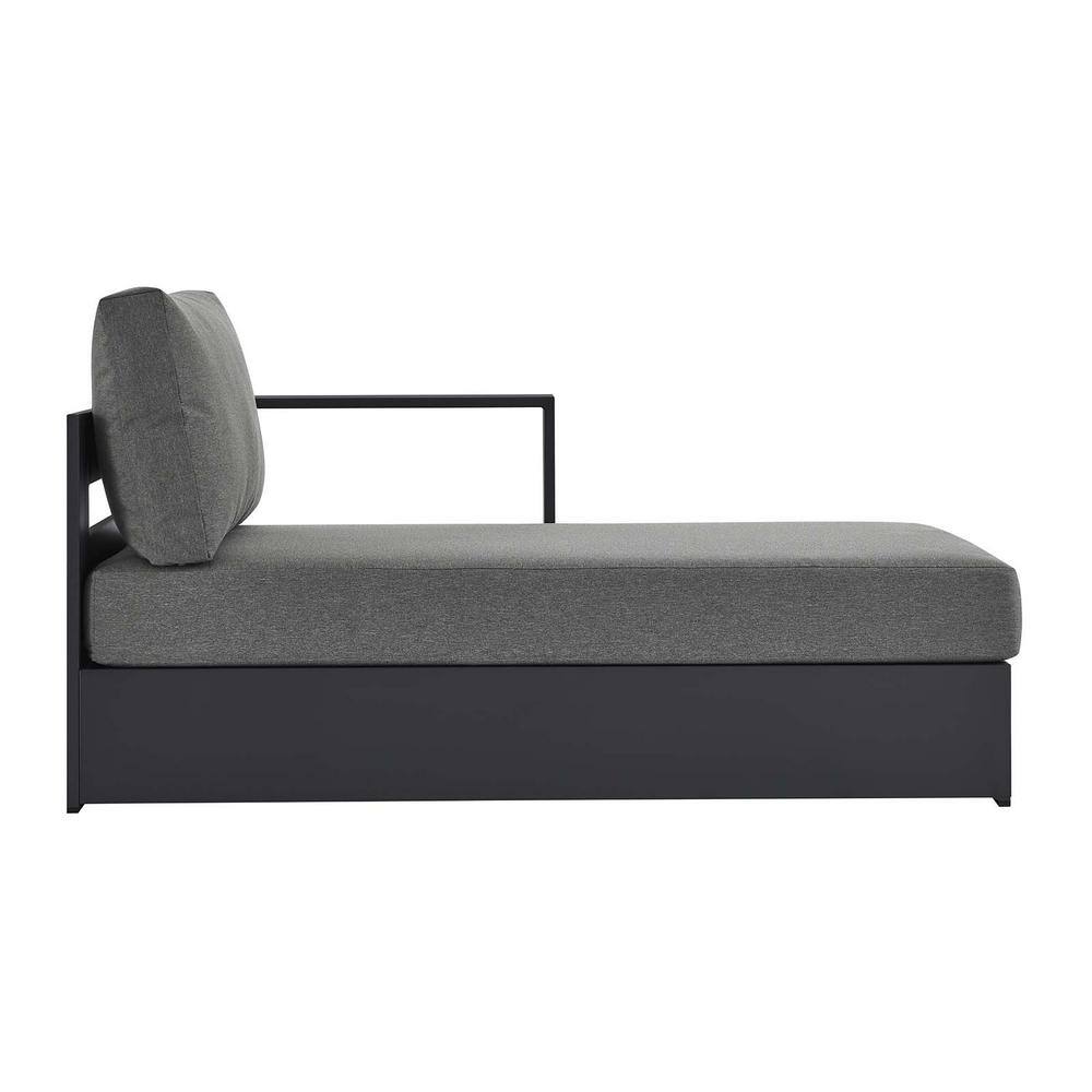 Gray Charcoal Aluminum Outdoor Left Arm Chaise Lounger