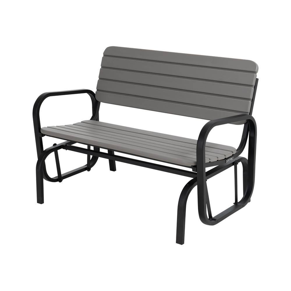 Gray Polyethylene and Steel Outdoor Glider Bench