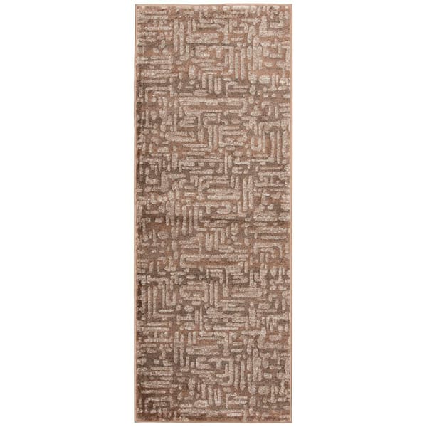 Stratford Marlen Tile/Greige 26 in. W x 12 in. L Your Choice Length Stair Runner Coverage Area 2.17 sq. ft.