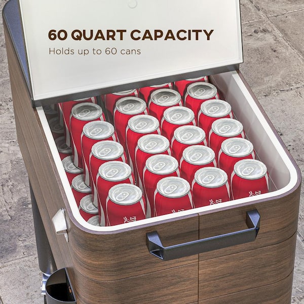 ITOPFOX 60 qt. Rugged Steel Brown and Black Rolling Beverage