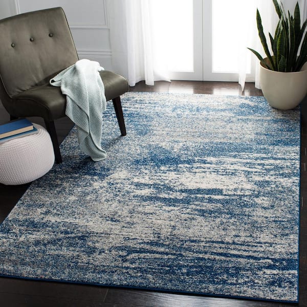 Evoke Navy/Ivory 8 ft. x 8 ft. Solid Square Area Rug