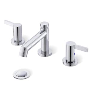 Double handles Widespread 3 Hole 8 in. Bathroom Faucet, Chrome Finish Modern Bathroom Faucet