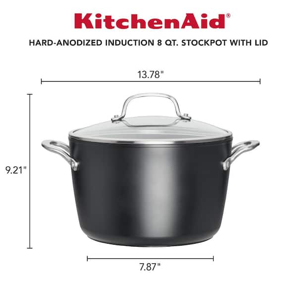 KitchenAid Aluminum Nonstick 8.0 quart Stockpot with Lid - Onyx Black,  Medium