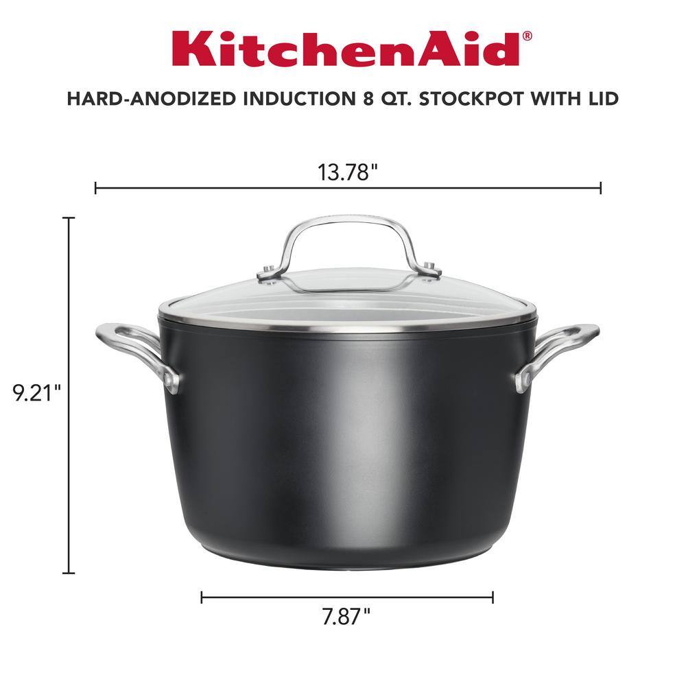 8-Quart, Matte Black Hard-Anodized Induction Nonstick Stockpot with Lid - thumbnail 5