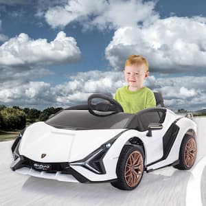 Licensed Lamborghini Sian 12-Volt Kids Electric Ride On Car with Remote Control, White