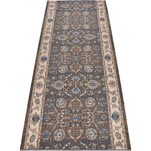 Antique Collection Series Vintage Persian Mahal Gray 32 in. x 2 ft. Your Choice Length Stair Runner