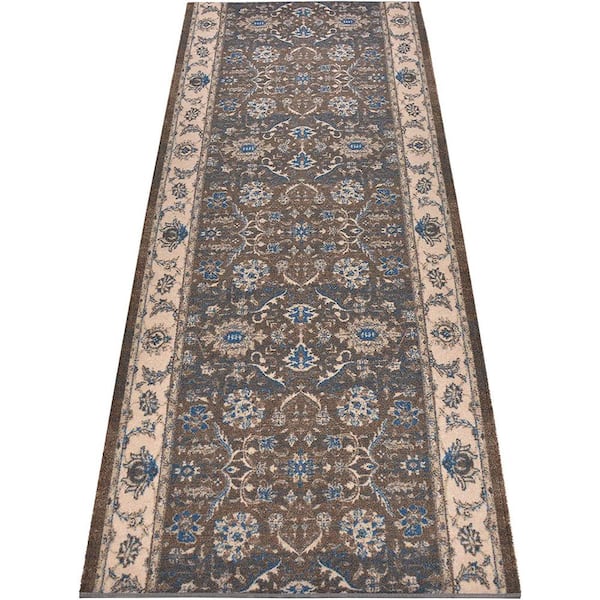 Unbranded Antique Collection Series Vintage Persian Mahal Gray 32 in. x 2 ft. Your Choice Length Stair Runner