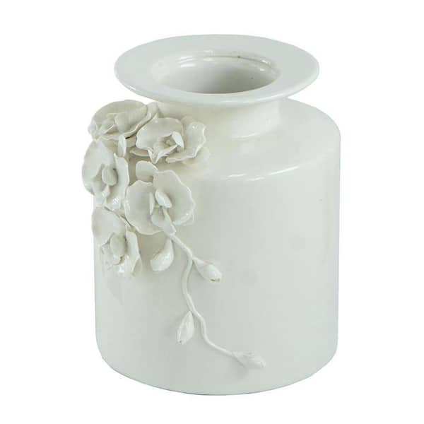 A & B Home 8 in. x 9 in. White Decorative Vase